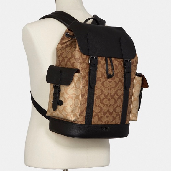 Hudson Backpack In Blocked Signature Canvas - Picture 1 of 7